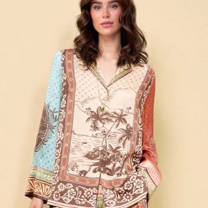 Printed Floral Satin Loose Fit Blouse
