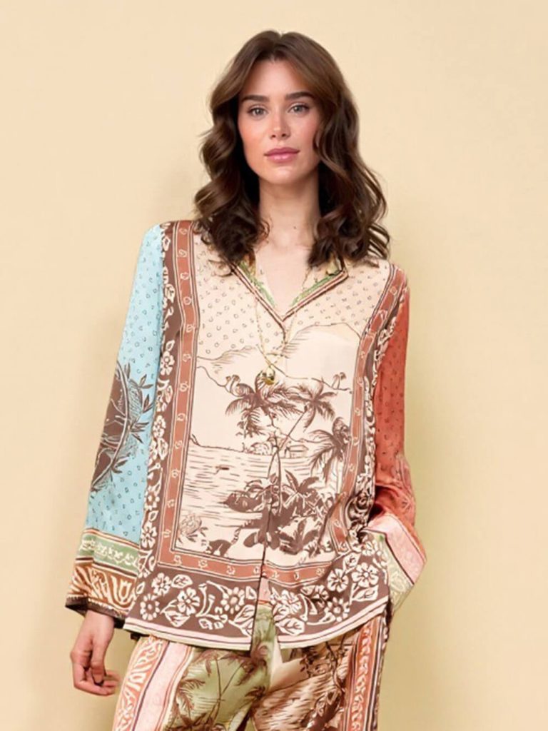 Printed Floral Satin Loose Fit Blouse